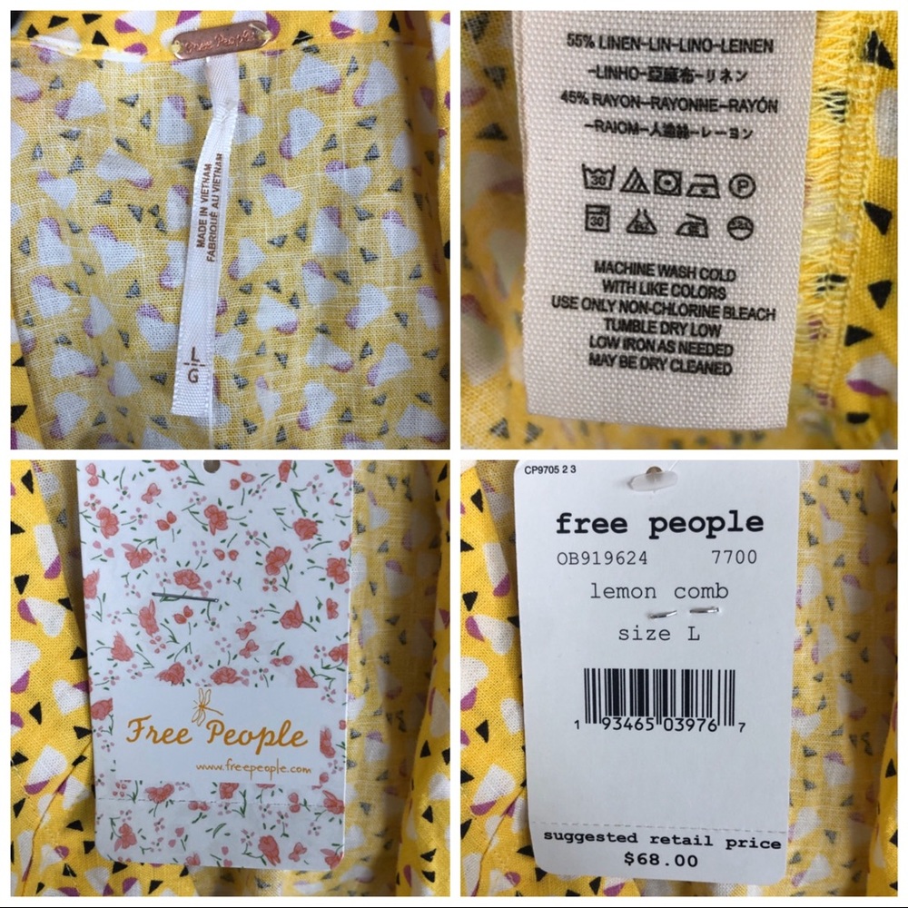 ✖️SOLD✖️•FREE PEOPLE• Havana Honey Linen Crop Top - Picture 6 of 8